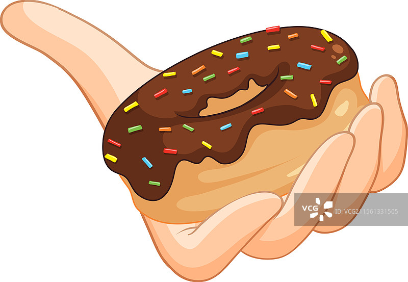 一款带有巧克力糖霜和五彩装饰的甜甜圈图片素材