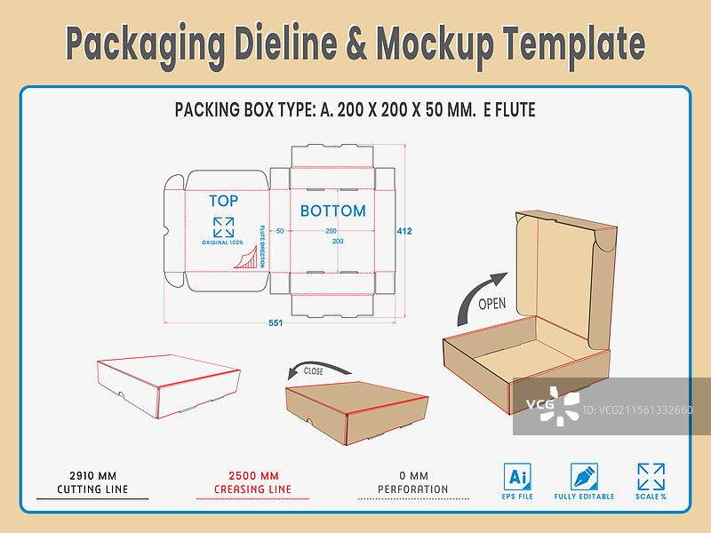 包装模切线和样机模板图片素材