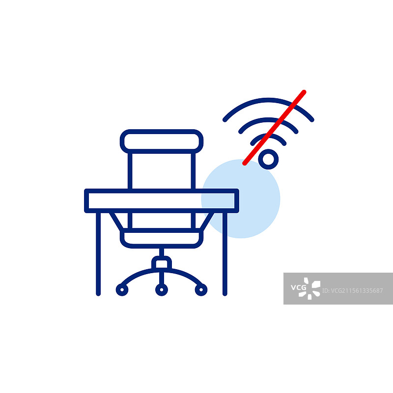 没有Wi-Fi标志的办公椅和桌子在工作图片素材