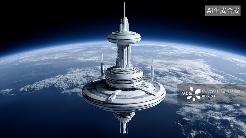 【AI数字艺术】宇宙空间中的宇宙飞船航天飞机科幻插画图片素材