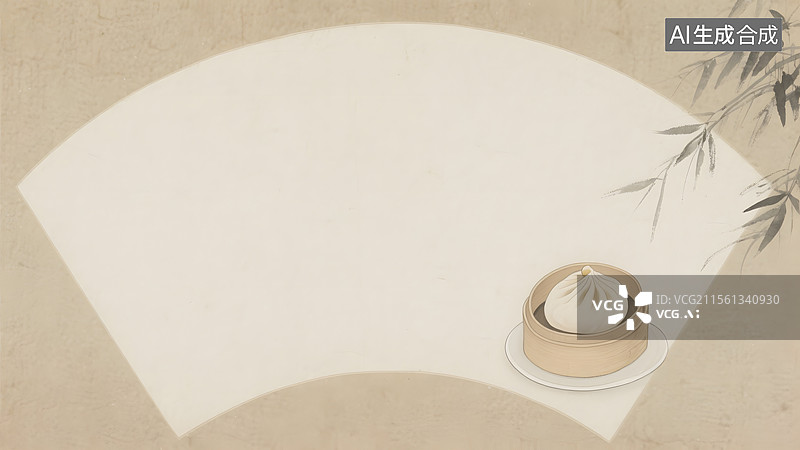 【AI数字艺术】水墨画国风复古怀旧中式插画包子小笼包右下图片素材