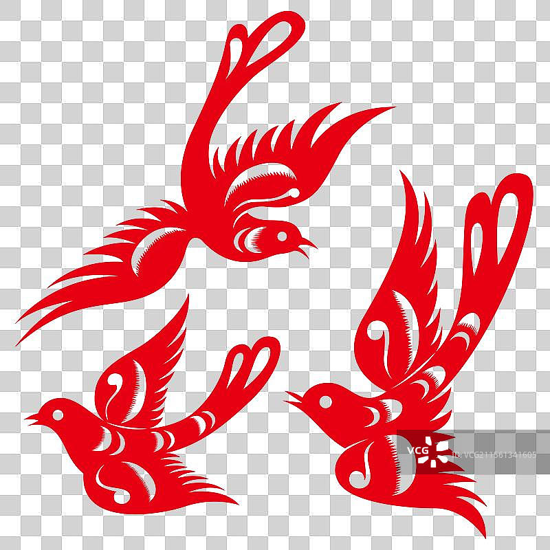 非遗喜鹊吉祥喜上枝头矢量剪纸图片素材