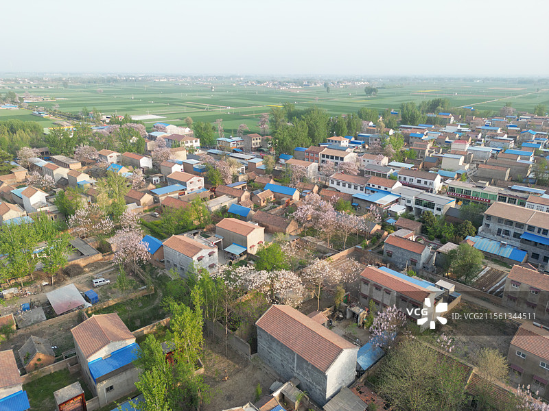 航拍北方乡村的春天图片素材
