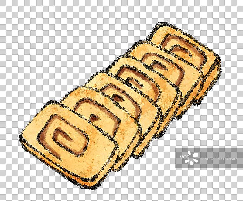 陕西延安美食国风插画-炸油糕图片素材