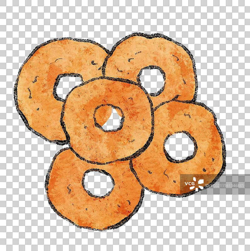 陕西延安美食国风插画-油馍馍图片素材