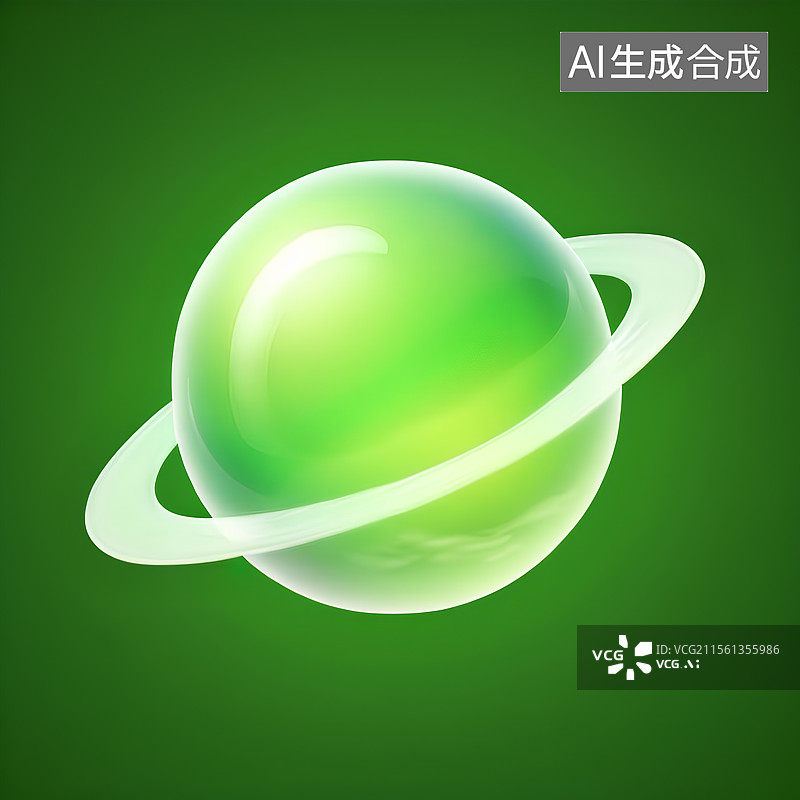 【AI数字艺术】3D渲染，一颗绿色星球，行星，球体，宇宙天体科学图片素材