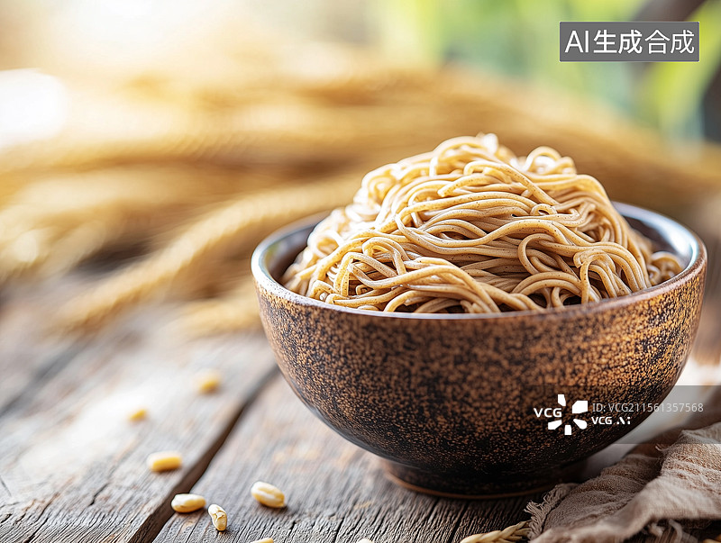 【AI数字艺术】一碗粗粮荞麦面条图片素材