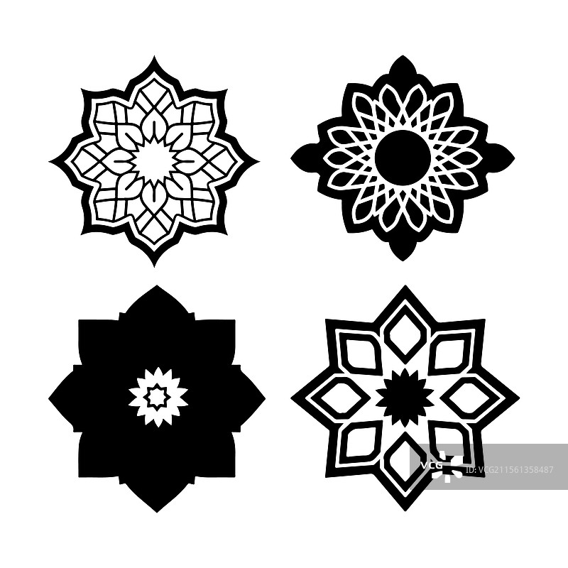 伊斯兰窗户剪影图标集图片素材