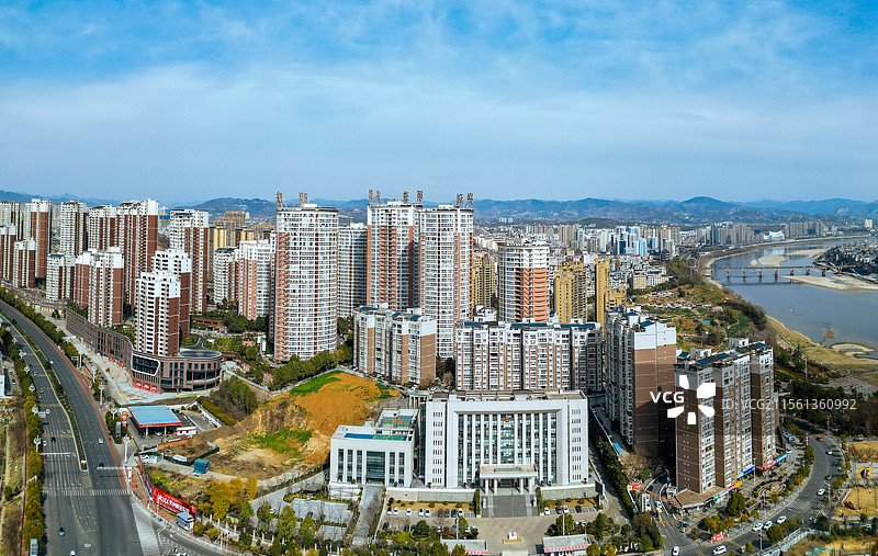 安康市 汉滨区 汉江 巴山中路 西坝村 航拍图片素材