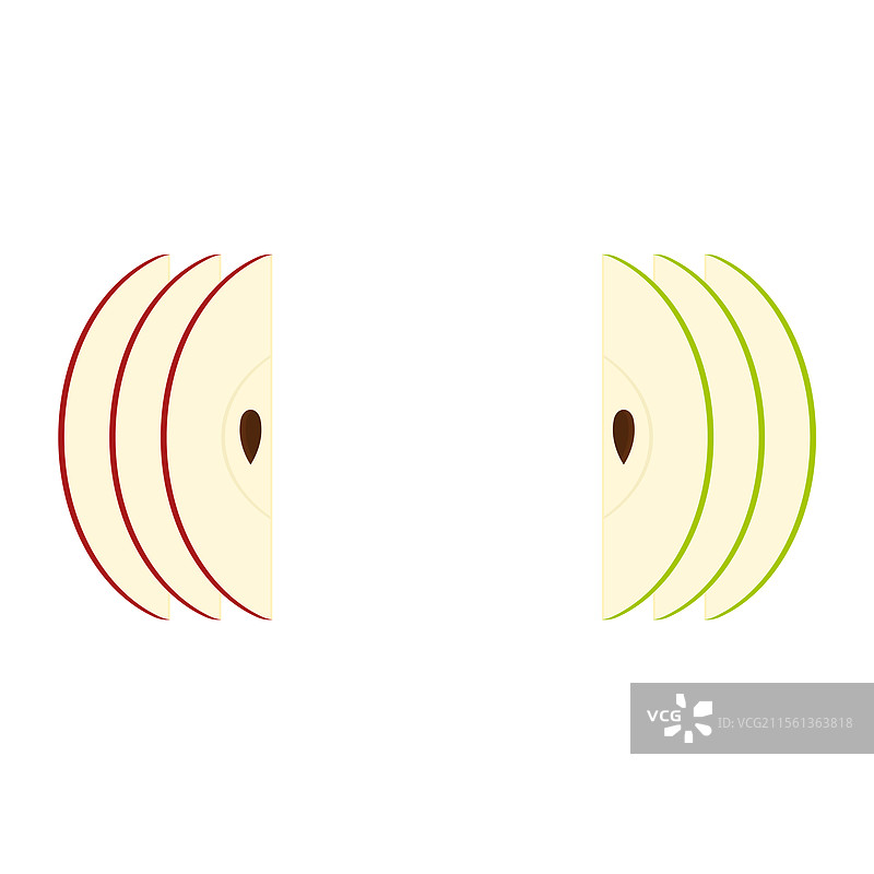 切片的红色和绿色苹果，带有一个种子图片素材