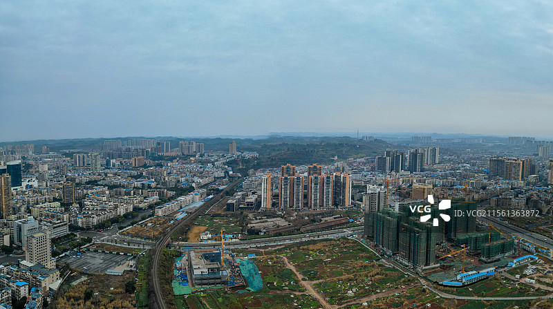 资阳市 雁江区 俊兴路 兰家坡 沱江 东岳山 航拍图片素材