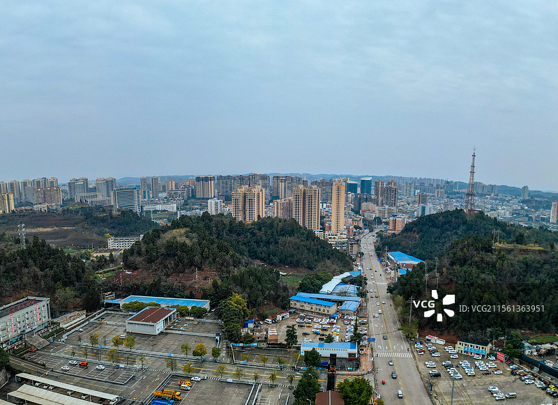 资阳市 雁江区 俊兴路 兰家坡 沱江 东岳山 航拍图片素材