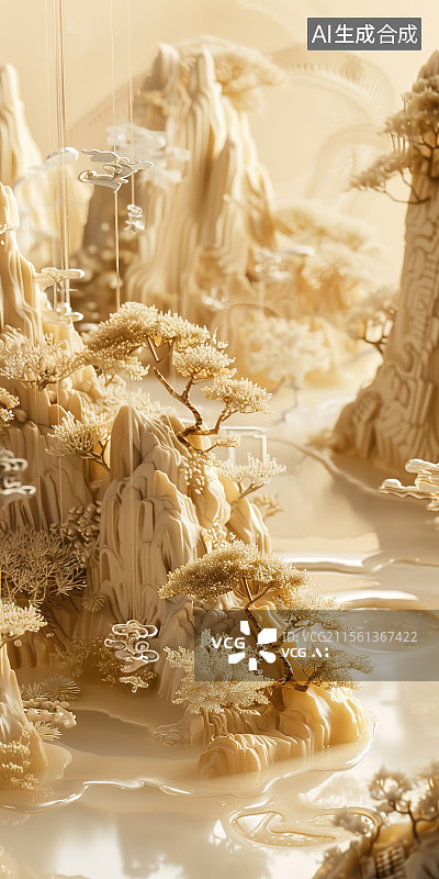 【AI数字艺术】中国 山水装饰图片素材