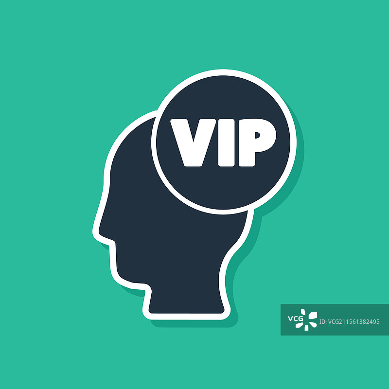 绿色背景上的蓝色VIP人头图标图片素材