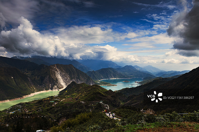 成都紫坪铺水库自然风光图片素材