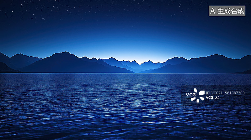 【AI数字艺术】极夜下的宁静山海图片素材