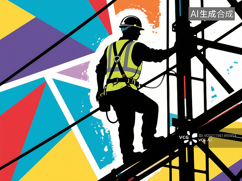 【AI数字艺术】劳动者，职业登高架设作业及高处安装、维护、拆除作业人员图片素材