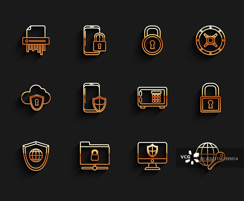 设置带有世界地球仪的线性保护文件夹图片素材