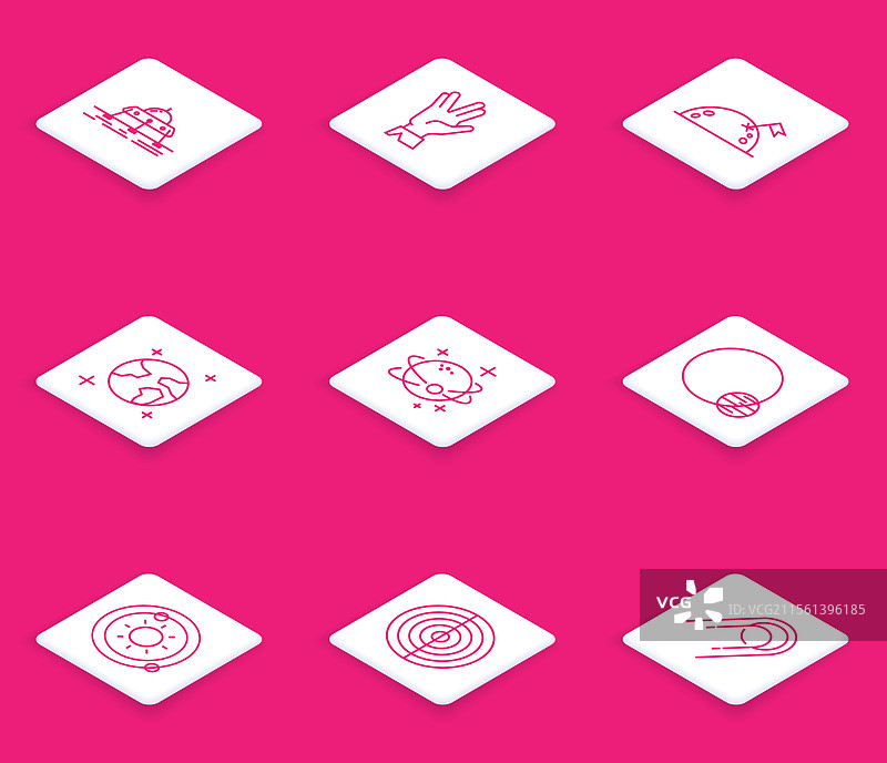 火星探测器在行星上做出火山敬礼的姿势图片素材