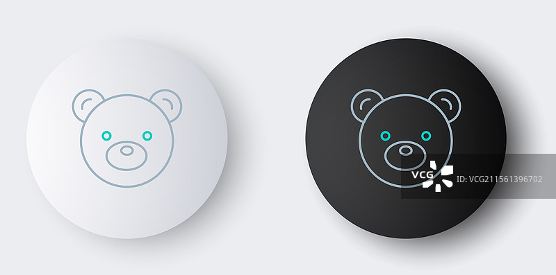 灰色背景上的线条泰迪熊毛绒玩具图标图片素材