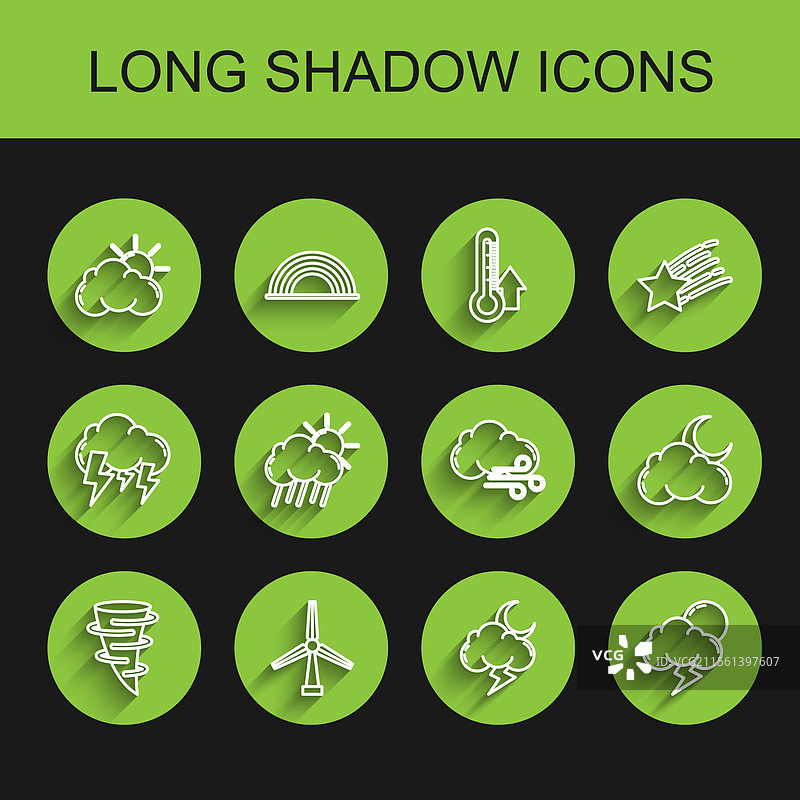 风力涡轮机在阳光和云朵下的龙卷风线条图图片素材