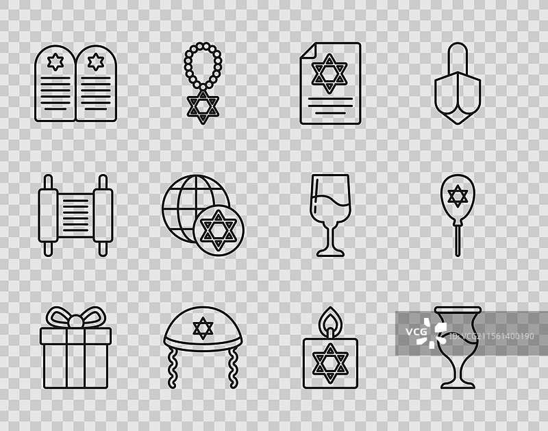 犹太教的礼品盒、酒杯和托拉卷轴图片素材