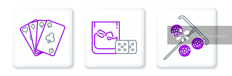 设置用于筹码的线条棒，适用于扑克牌和游戏图片素材