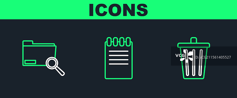 设置带文件夹的垃圾桶搜索概念图片素材