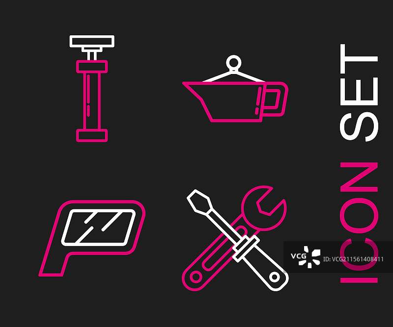 汽车后视镜的平头螺丝刀和扳手工具图片素材