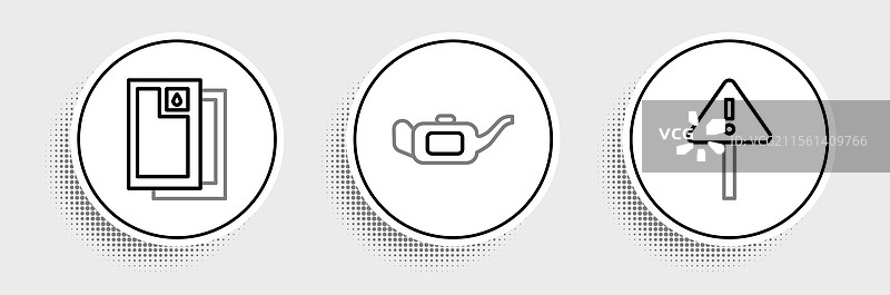 在三角形桶油中设置线条感叹号图片素材