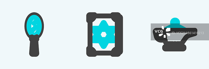 阿拉丁的魔法灯或手镜设置线条图片素材