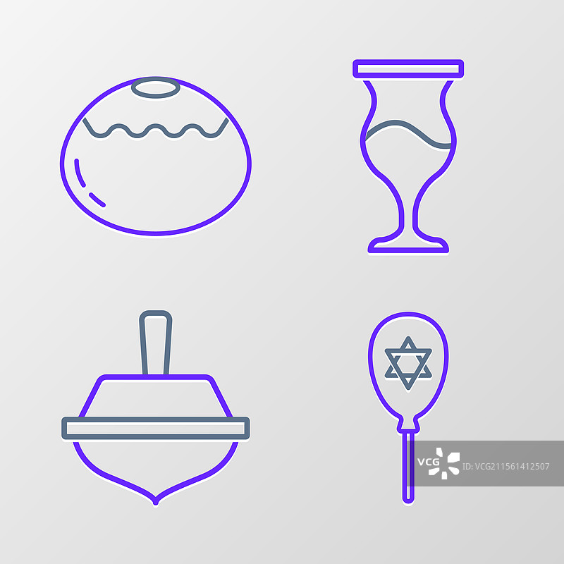 带有大卫星的哈努卡气球线图片素材