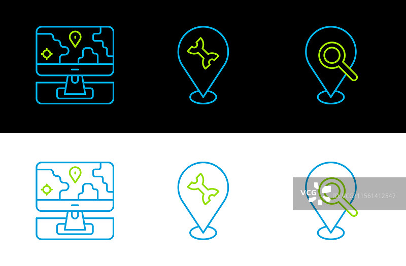 设置带标记的线路搜索位置监视器图片素材