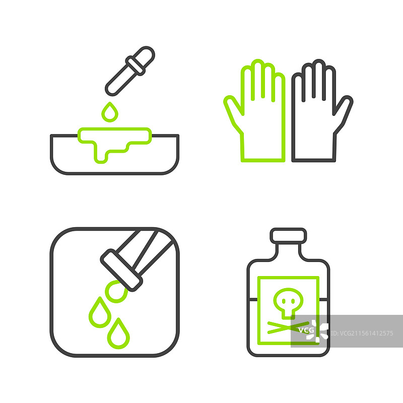 在瓶子、试管和烧瓶中设置毒药线图片素材