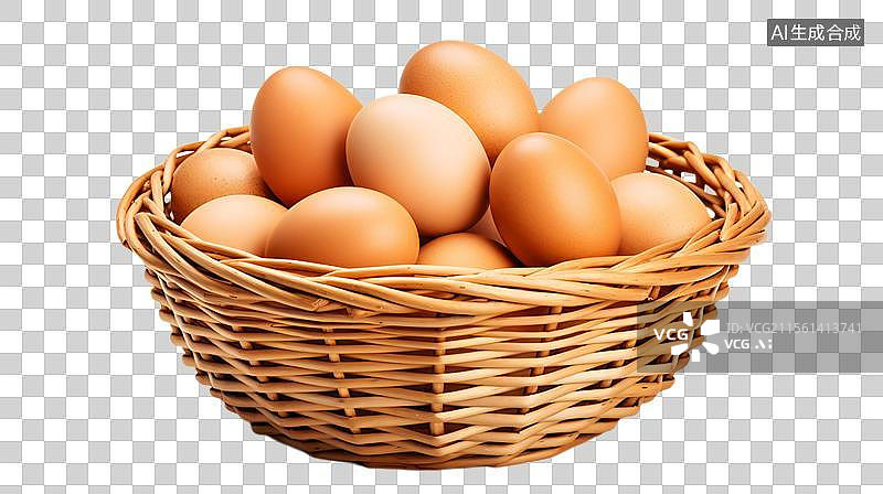 【AI数字艺术】藤编篮中的鸡蛋  一筐鸡蛋图片素材