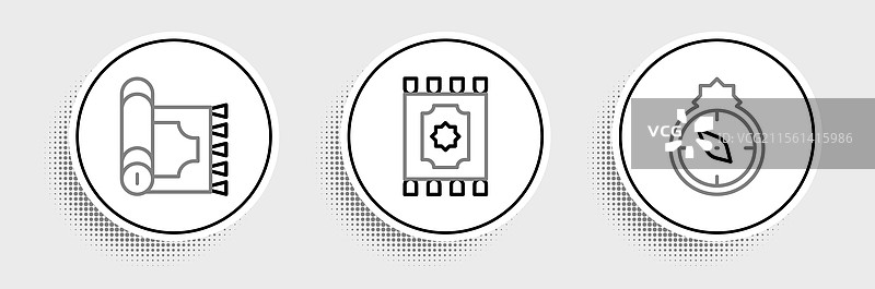 设定朝向的传统地毯和图标图片素材