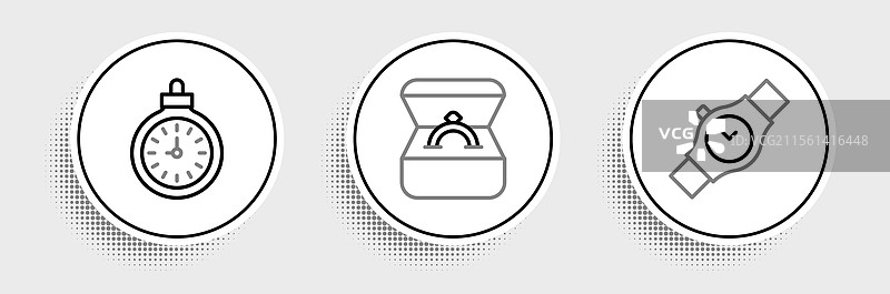 设定线条手腕表、口袋表和钻石图片素材