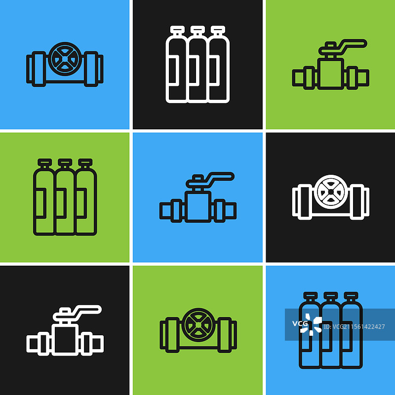 金属管道和阀门的工业管线设置图片素材