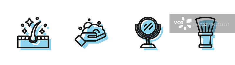 护发护理套装：线条手镜和护发油图片素材