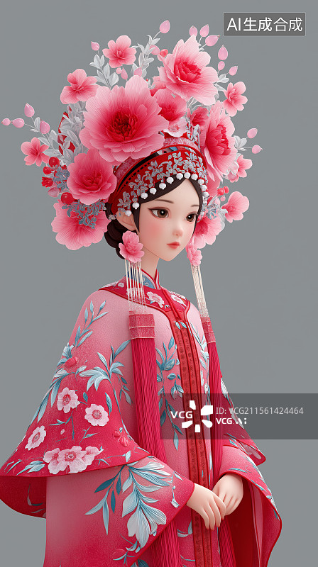 【AI数字艺术】中国风传统戏剧女演员肖像图片素材