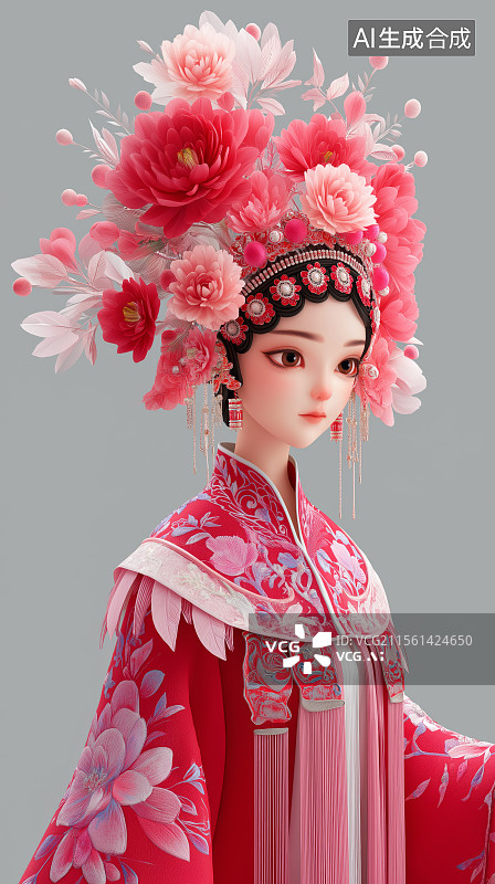 【AI数字艺术】中国风传统戏剧女演员肖像图片素材