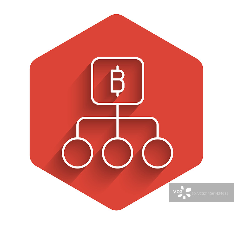 白色线条区块链技术比特币图标图片素材