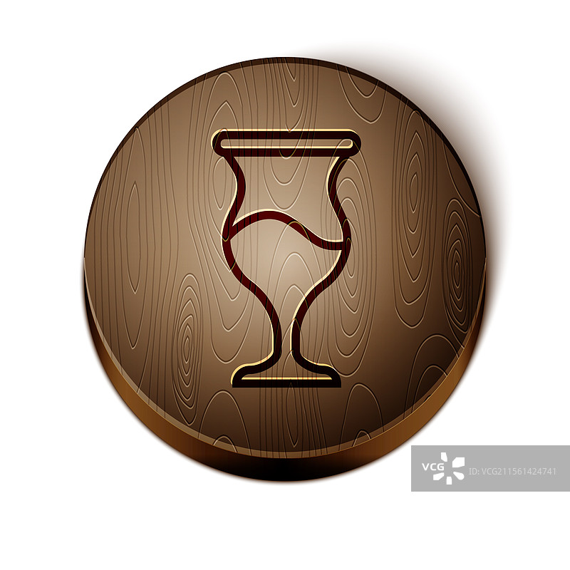 棕色线条的犹太酒杯图标，背景为白色图片素材