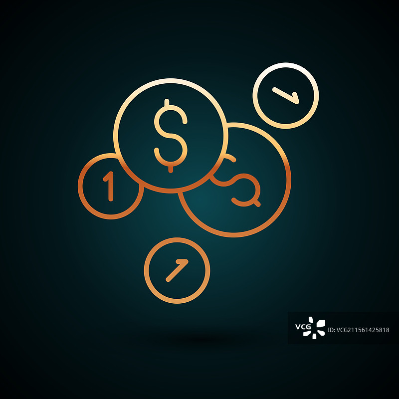 带有美元符号的金线硬币图标图片素材