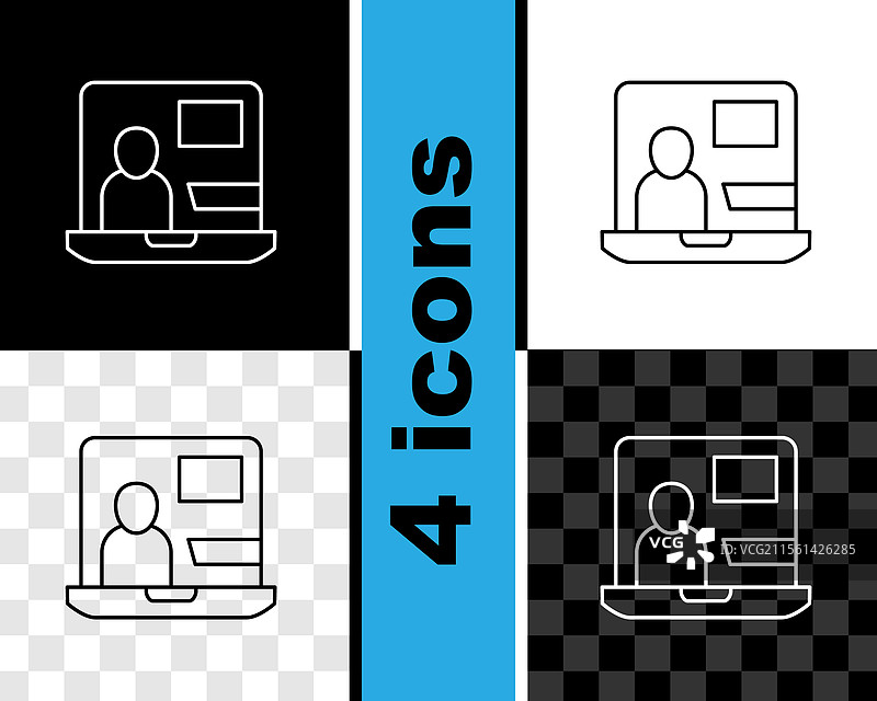 黑色背景上的线条世界新闻图标图片素材