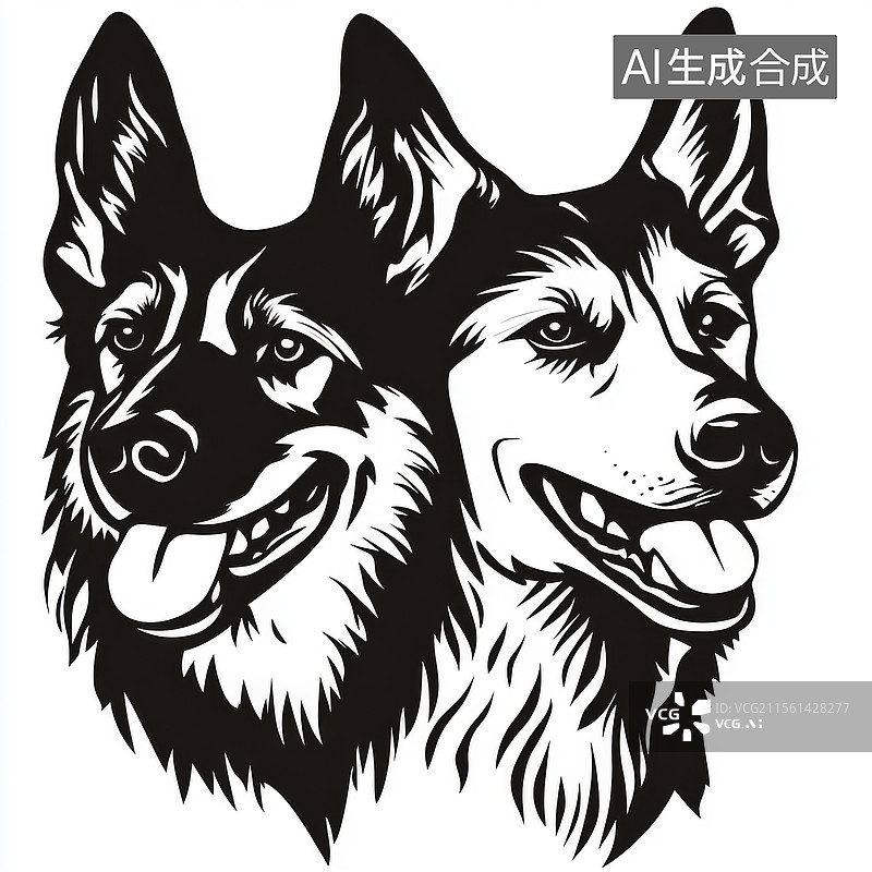 【AI数字艺术】两只微笑的狗图片素材