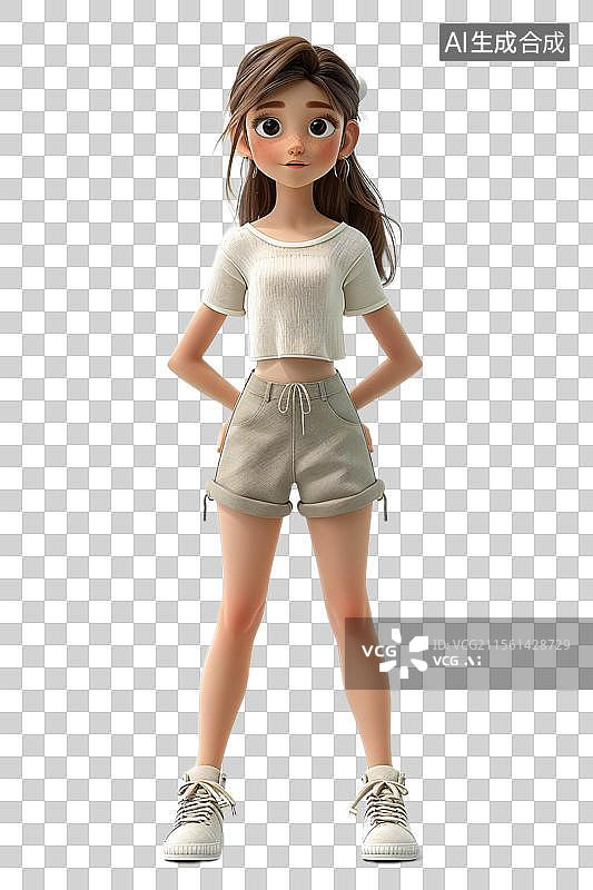 【AI数字艺术】夏日甜心活力阳光女孩的假日风情图片素材