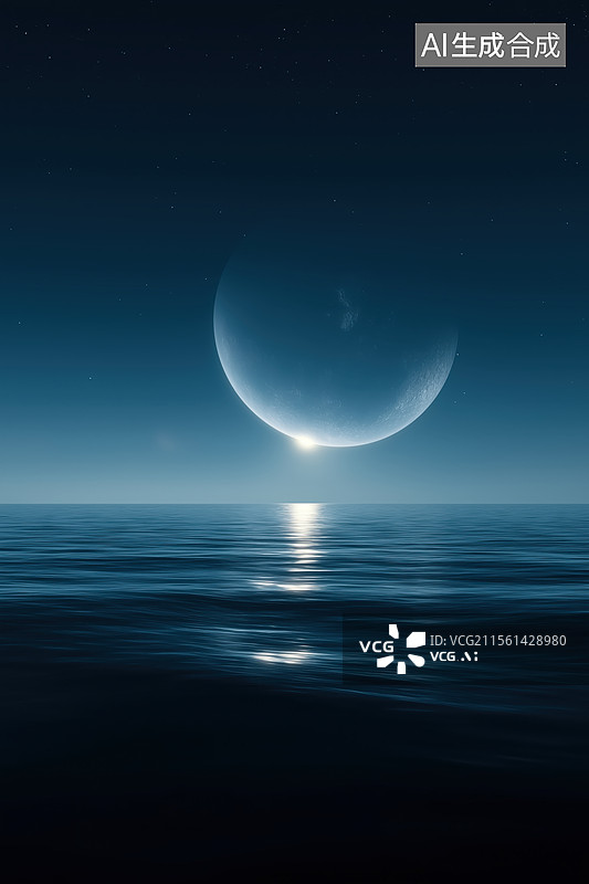 【AI数字艺术】星空下的梦幻山脉图片素材