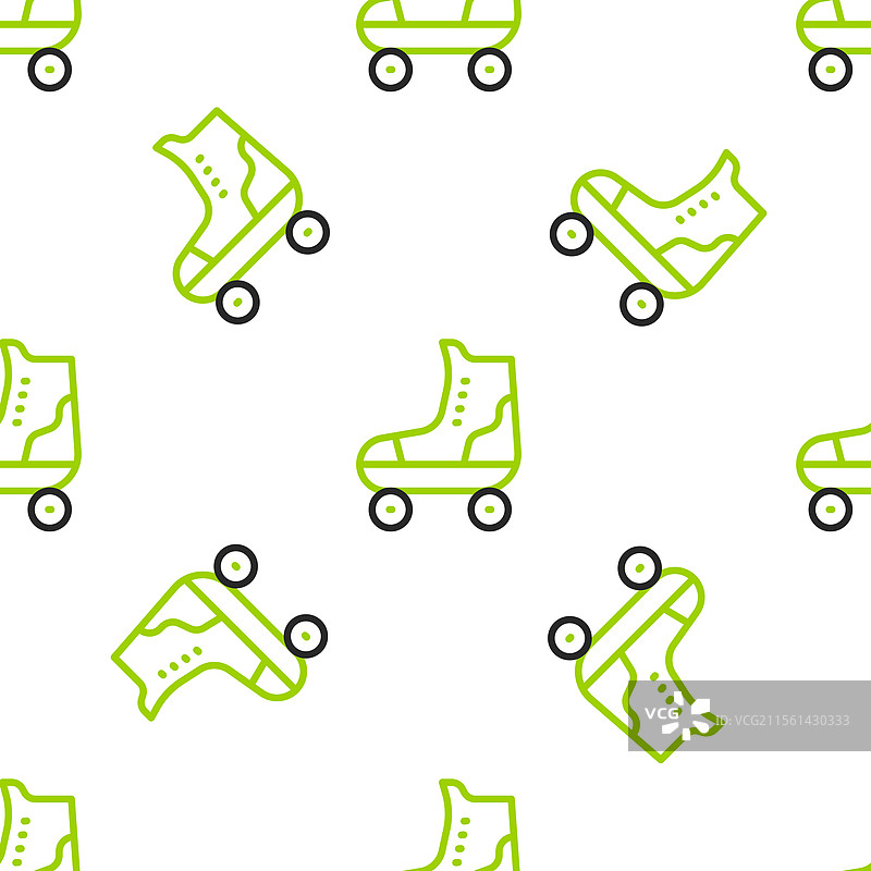 线条滑轮滑冰图标，孤立无缝图案图片素材