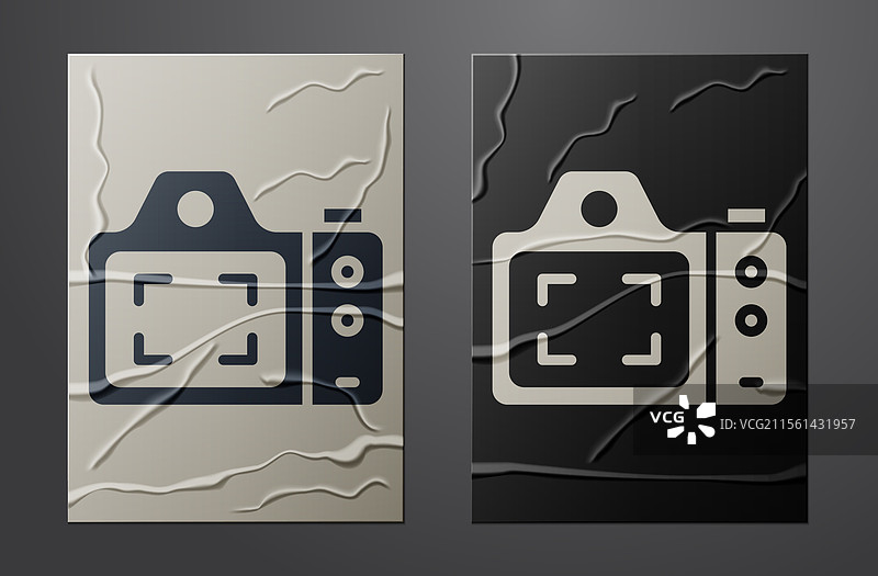 白色相机图标，背景为皱纹纸图片素材